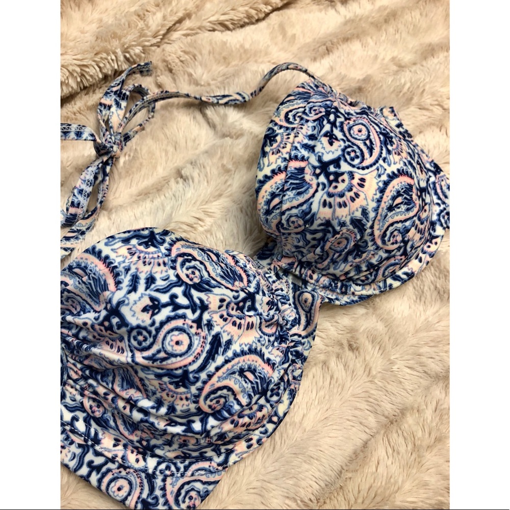 Victoria’s Secret Swim Top: Blue Paisley + Keyhole